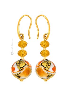 PENDIENTES DE MÁRMOL bisutería artística cuentas de cristal de Murano con oro de 18 quilates auténtico hecho a mano Made in Italy