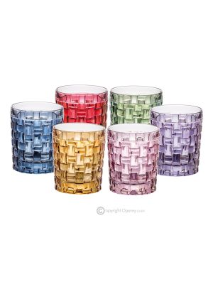 MANHATTAN Juego de 6 auténticos vasos de agua modernos pintados a mano en cristal de calidad superior.
