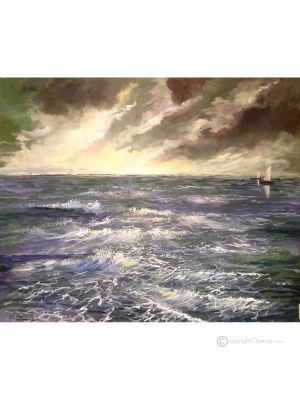 MAR Pintura acrílica moderna sobre lienzo Made in Italy 