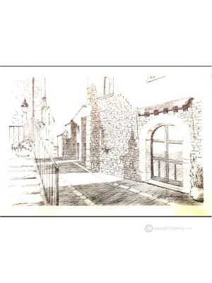 MOLINARA Dibujo con bolígrafo sobre lienzo moderno Made in Italy 