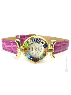 RELOJ DE PULSERA PARA SEÑORA con auténtico cristal de Murano hecho a mano Murrine Made in Italy