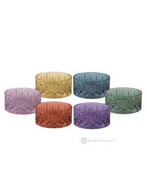 NOBLE Juego de 6 tazas de postre, diseño moderno, vidrio pintado a mano de calidad superior.