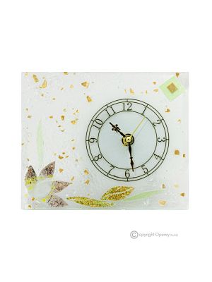 NINFEA - Reloj de sobremesa de cristal transparente pan de oro de 24k, diseño floral, hecho a mano