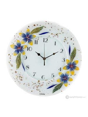 GIGLIO Reloj de pared, vidrio artístico decorado en relieve floral, hecho a mano