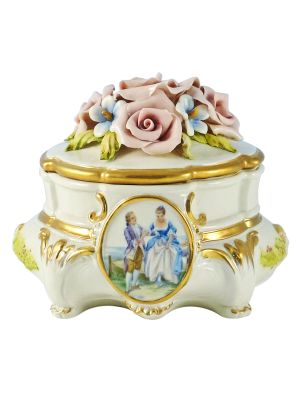 JOYERÍA Cofre de Porcelana Capodimonte Hecho a Mano Made in Italy