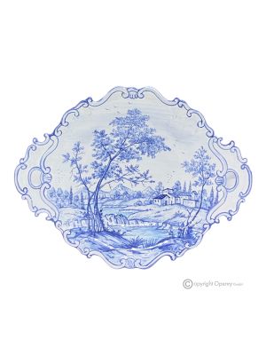 BANDEJA BARROCA, auténtica fuente de cerámica artística para servir, hecha y pintada a mano.