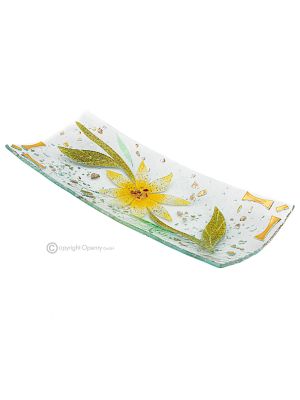 GERBERA – Centro de mesa, bandeja, plato para servir, vidrio artístico hecho a mano, diseño moderno