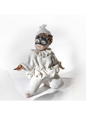 Máscara de carnaval PULCINELLA Capodimonte, refinada porcelana romántica.