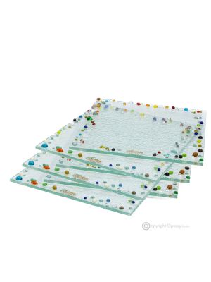 DROPS – Juego de 6 posavasos artísticos de vidrio, hechos a mano, diseño moderno, hechos a mano