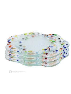 FIORE – Juego de 6 posavasos artísticos de cristal, hechos a mano, diseño moderno, hechos a mano