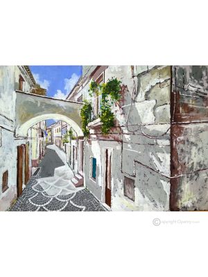 VISTAZO DE ORSARA Pintura acrílica moderna sobre lienzo Made in Italy 