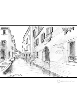 SCUDI S.TEMITA - VENECIA Dibujo a lápiz sobre cartón moderno Made in Italy 