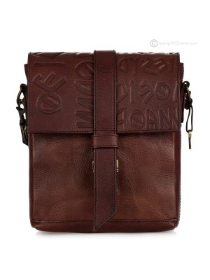 STEVESIKU Bolso bandolera o bandolera artesanal de piel auténtica color marrón para hombre