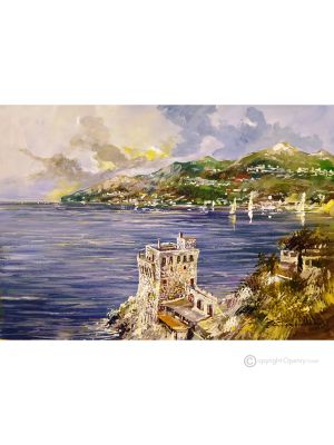 NORMAN TOWER Pintura acrílica moderna sobre lienzo Made in Italy 