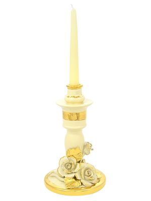 PORTAVELAS ROSETA Candelabro de Cerámica Creaciones Artísticas Barrocas Oro 24k Made in Italy