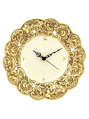 RELOJ DE ORO Artístico reloj de pared de cerámica de estilo barroco, auténtico hecho a mano y pintado Made in Italy