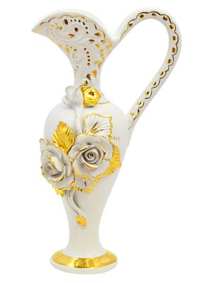 JARRÓN ROSE AMPHORA Jarrón de Cerámica Creaciones Artísticas Estilo Barroco Oro 24k Hecho en Italia