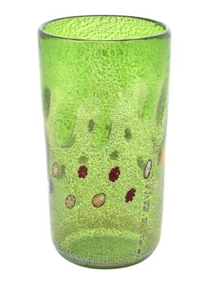 DROP VASE auténtico cristal de Murano soplado con Murrine y pan de plata 925 hecho a mano Made in Italy