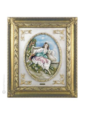 FRANCESCA Cuadro en bajorrelieve en porcelana de Capodimonte Made in Italy