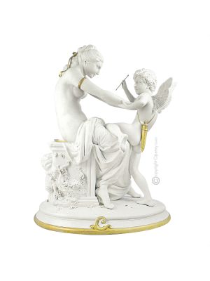VIA DELL'AMORE - Estatua de Cupido Capodimonte Porcelana Hecha a Mano Made in Italy Altura 65 cm