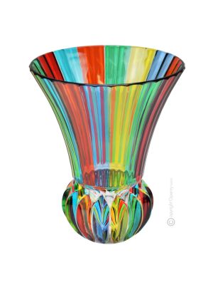 ADAGIO VASE Auténtico jarrón de cristal veneciano pintado a mano Hecho en Italia 