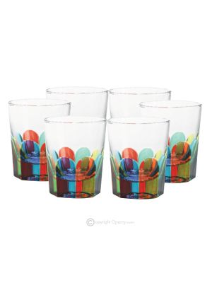 COPAS PIEMONTESAS Juego de 6 copas de licor de cristal pintadas a mano en Venecia, auténticas Made in Italy