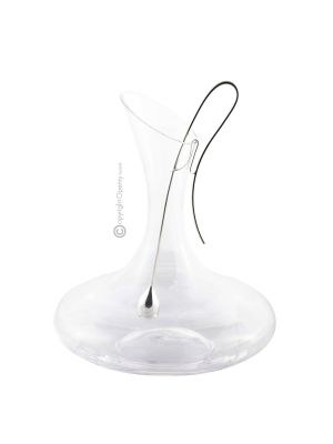 DECANTER CON INFUSOR DE PLATA Jarra Agua de Vino en Elegante Combinación de Cristal y Baño de Plata Martillado a Mano Baño Especial Antioxidante Made in Italy *1,5l