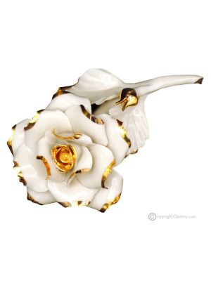 ORO ROSA – Flor colgante en porcelana Capodimonte, detalles en oro de 24K