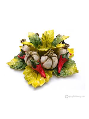 PORTAVELAS – Centro de mesa decoración, cerámica Capodimonte, hecho a mano