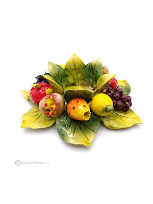 PORTAVELAS DE FRUTAS – Centro de mesa decorativo, cerámica Capodimonte