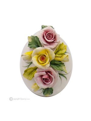 ROSE EGG – Centro de mesa decorativo, fina cerámica de Capodimonte, hecho a mano