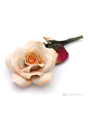 ROSA AMARILLA – Flor colgante en porcelana de Capodimonte, hecha a mano, de alta calidad.