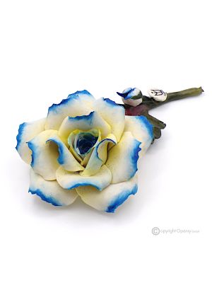 ROSA AZUL – Flor colgante en porcelana de Capodimonte, hecha a mano, de alta calidad