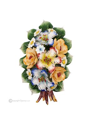 ORQUÍDEAS ROSAS - Rama de flores para pared, porcelana fina de Capodimonte, diseño floral