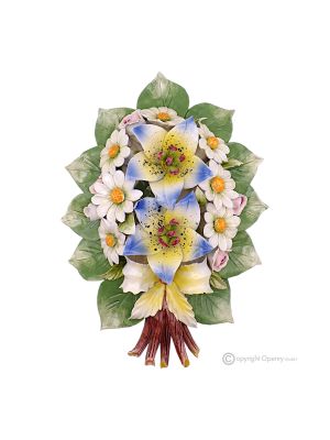 ORQUÍDEAS - Composición floral de pared, cerámica de Capodimonte, alta calidad