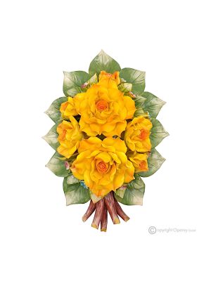 ROSE - Rama de pared floral, cerámica Capodimonte, alta calidad