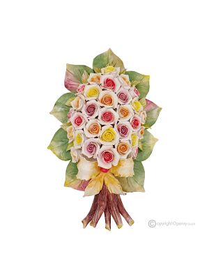 ROSELLINE - Ramo floral de pared, cerámica de Capodimonte, alta calidad