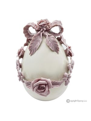 UOVO GLICINE – Centro de mesa, fina porcelana Capodimonte, hecho a mano