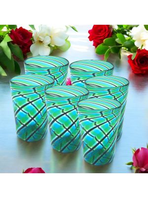 ACQUA CANNE Juego de 6 vasos de cristal de Murano Made in Italy