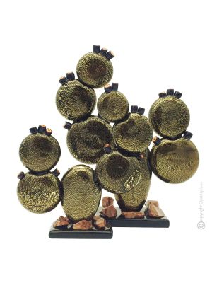 CACTUS Vidrio soplado de Murano Pan de oro de 24k auténtica artesanía Hecho en Italia