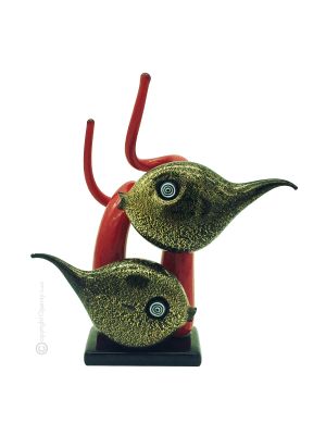 PESCADO Vidrio soplado de Murano Pan de oro de 24k, artesanía auténtica Made in Italy