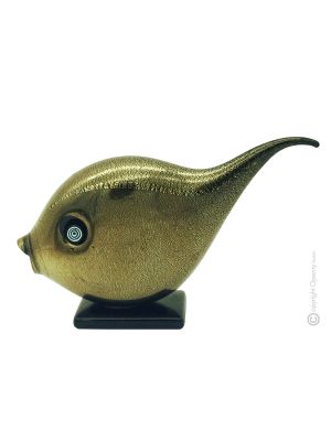 PESCADO Vidrio soplado de Murano Pan de oro de 24k, artesanía auténtica Made in Italy