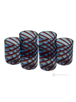 LICOR DE FILIGRANA Juego de 6 vasos de chupito en cristal de Murano Made in Italy