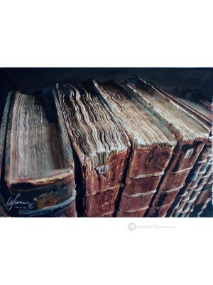 LIBROS Pintura sobre lienzo de Massimo Scarpa con técnica encáustica