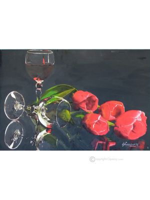 TULIPANES Pintura sobre lienzo de Massimo Scarpa con técnica encáustica