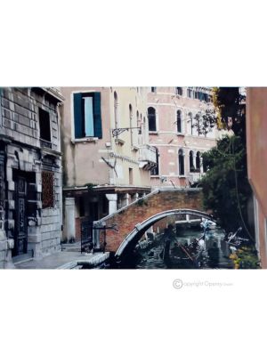 MEANDROS VENECIANOS Pintura sobre lienzo de Massimo Scarpa con técnica encáustica