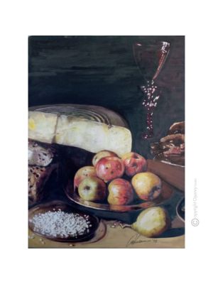 BODEGÓN Pintura sobre lienzo de Massimo Scarpa con técnica encáustica