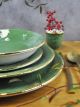 Vajilla PRETA de 20 piezas para 6 personas en cerámica blanca pintada a mano con oro de 8 quilates