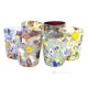 VASOS DE LICOR ARLECCHINO Juego de 6 auténticos vasos de licor de cristal soplado de Murano con Murrine y pan de plata 925 Made in Italy