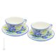 FIORACCIO CUPS juego de 2 tazas de té capuchino con platillo Castelli cerámica hecha a mano auténtica Abruzzo Made in Italy